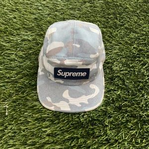 supreme washed out camo camp cap